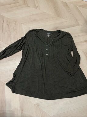 croft & barrow Olive Green Pintuck Henley Tunic